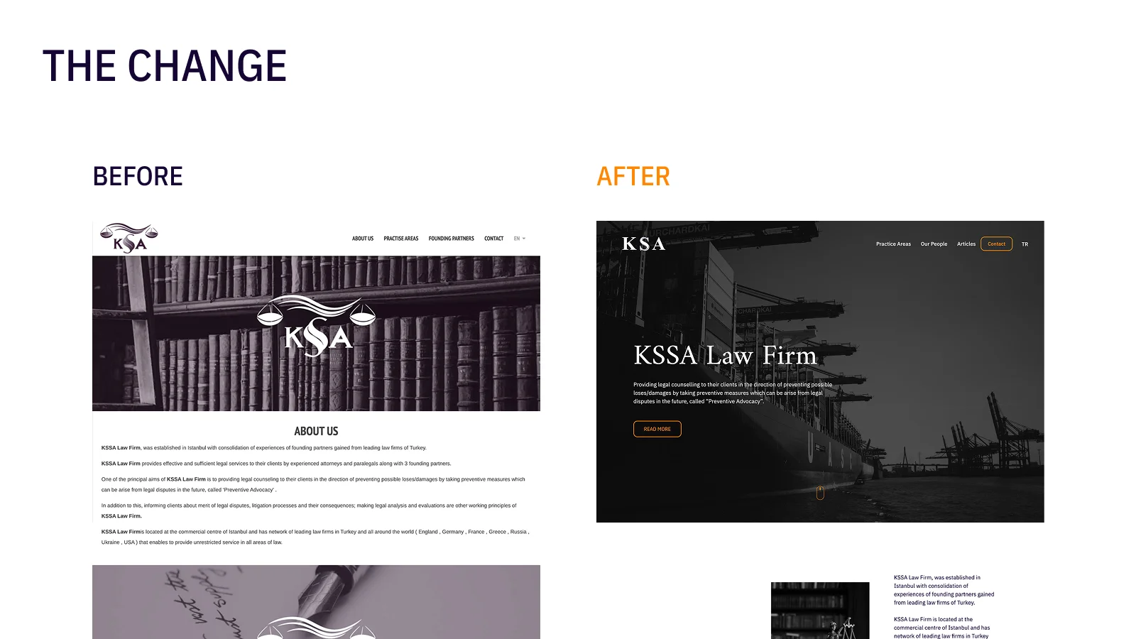 KSSA Law — website design change. before after slice 1